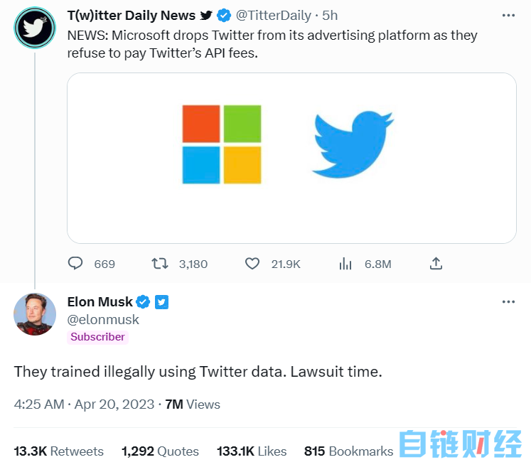 “诉讼时间到！”马斯克：微软非法使用推特数据进行AI训练